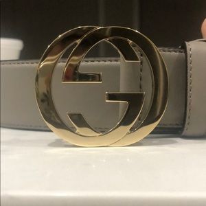 Gucci GG leather belt, light grey - size 100